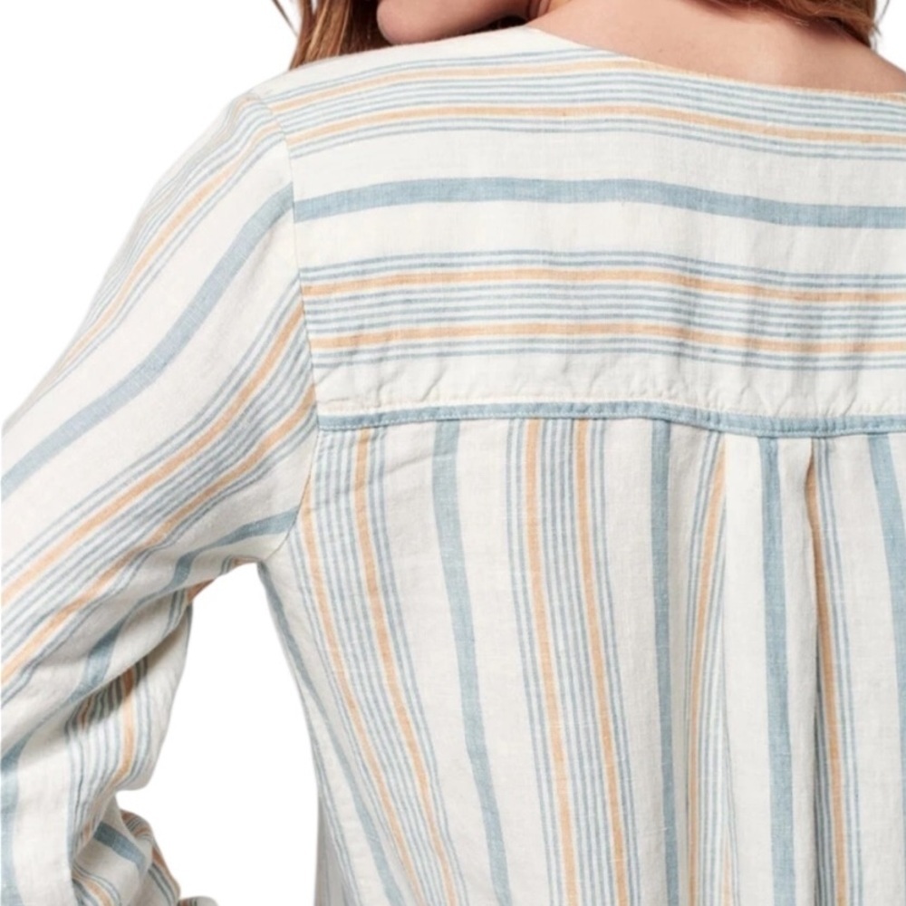 Faherty Beach Days Rialto Tunic Striped Linen Dress Luciano Stripe Size Large - Picture 4 of 11